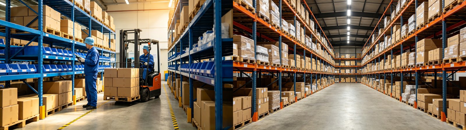 Finished goods warehouse at our factory