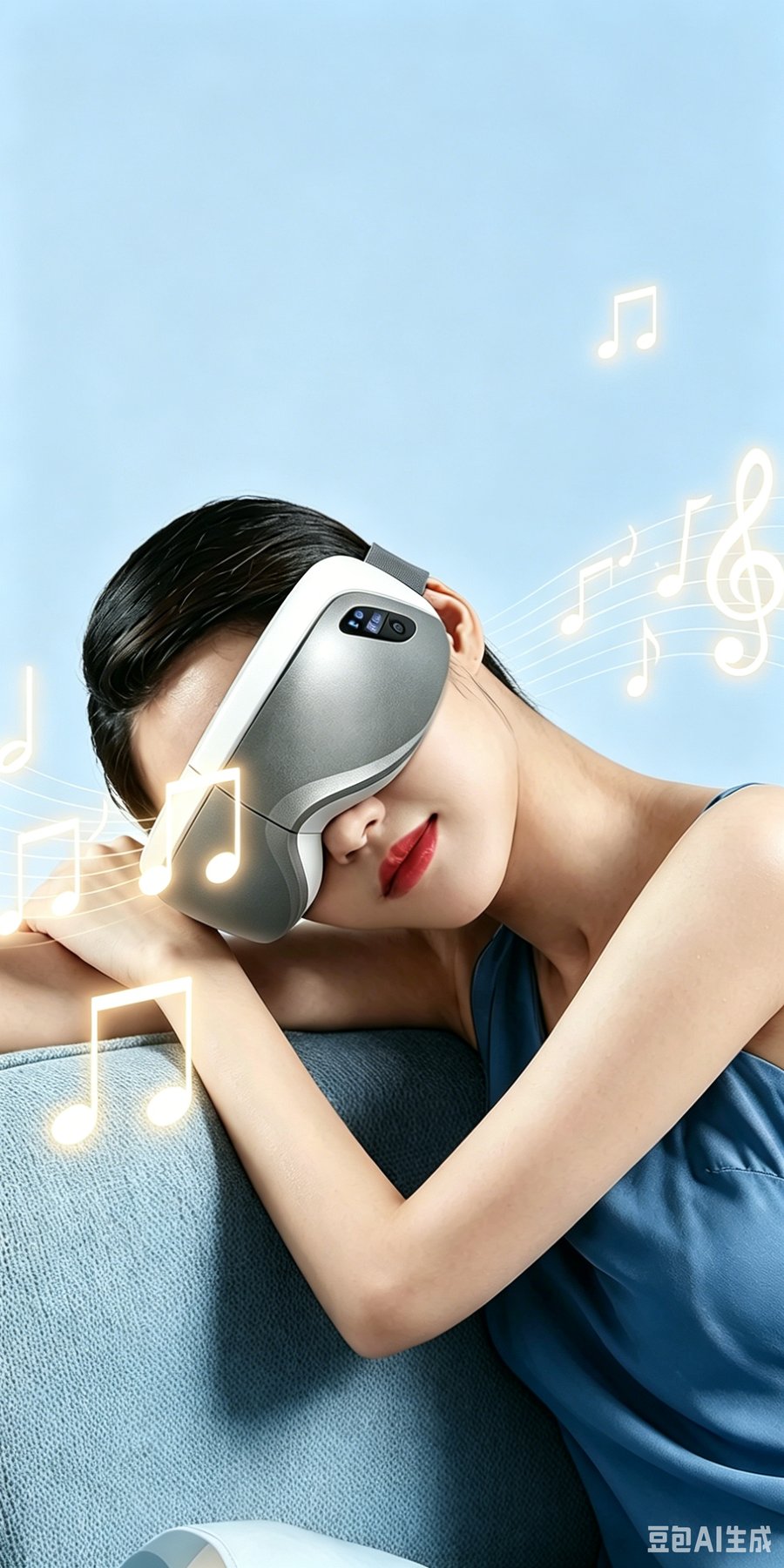 Built-in white noise and soothing music
